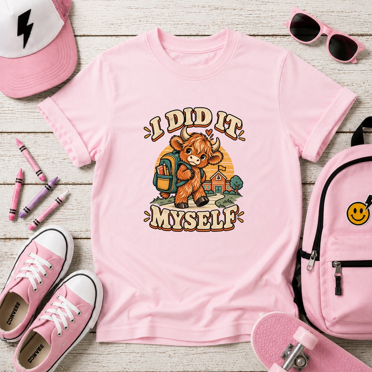 "I Did It Myself" Cute Cow Back-to-School Shirt