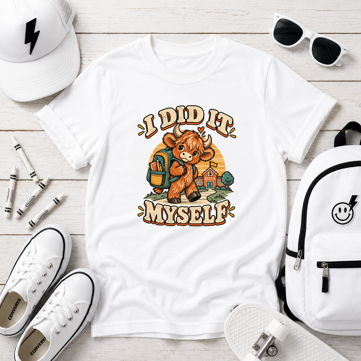 "I Did It Myself" Cute Cow Back-to-School Shirt