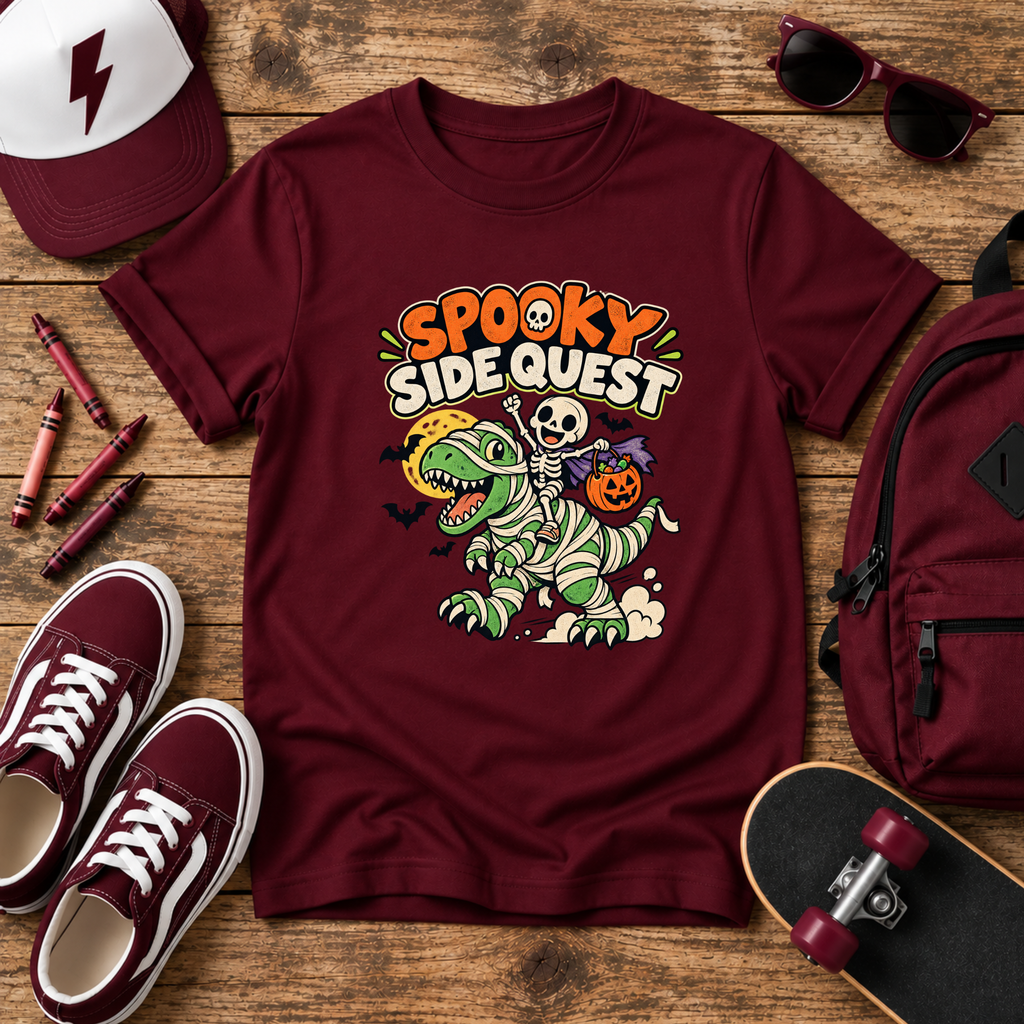 "Spooky Side Quest" Dino Kids Halloween Graphic T-Shirt