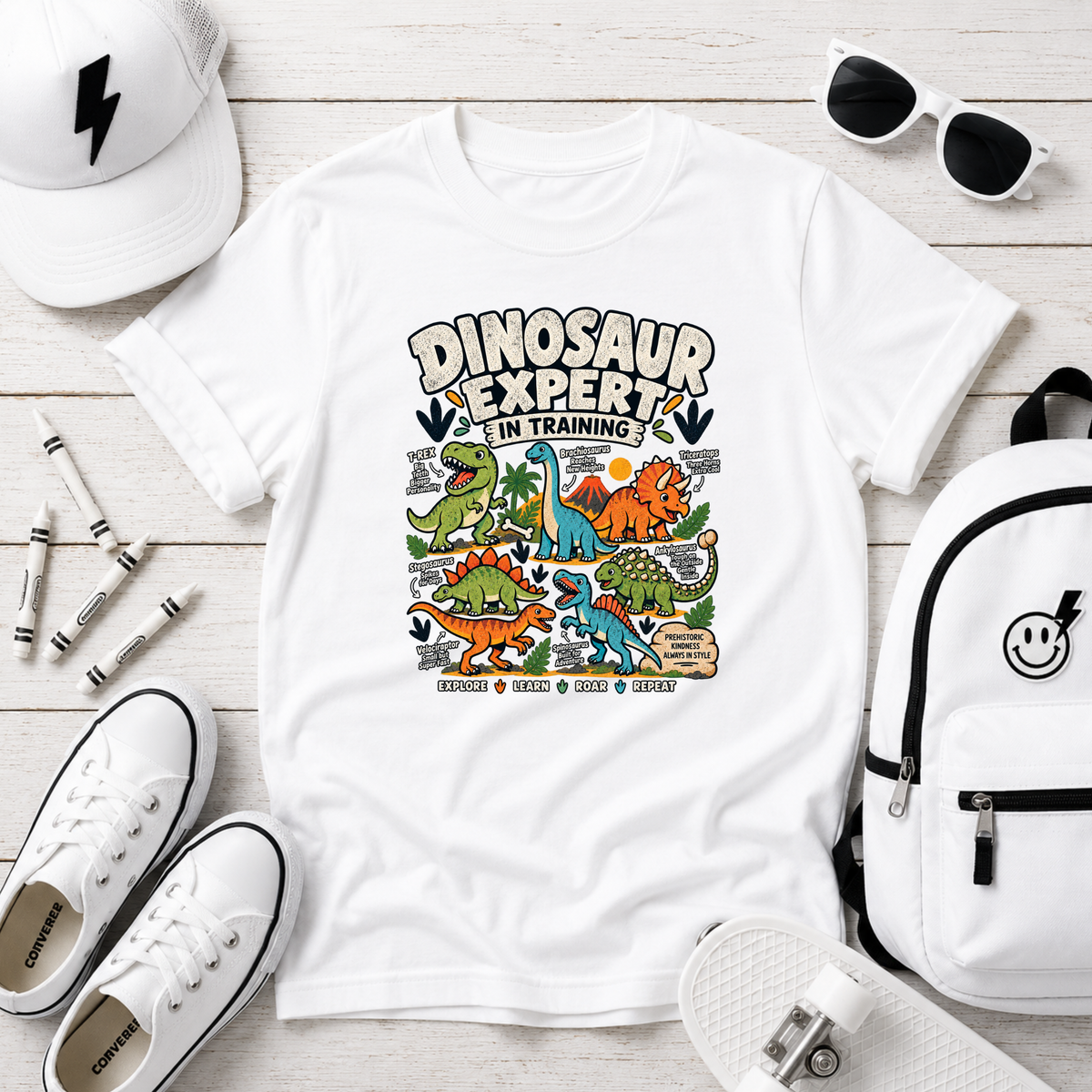 "Dinosaur Expert in Training" Cartoon Dino Shirt