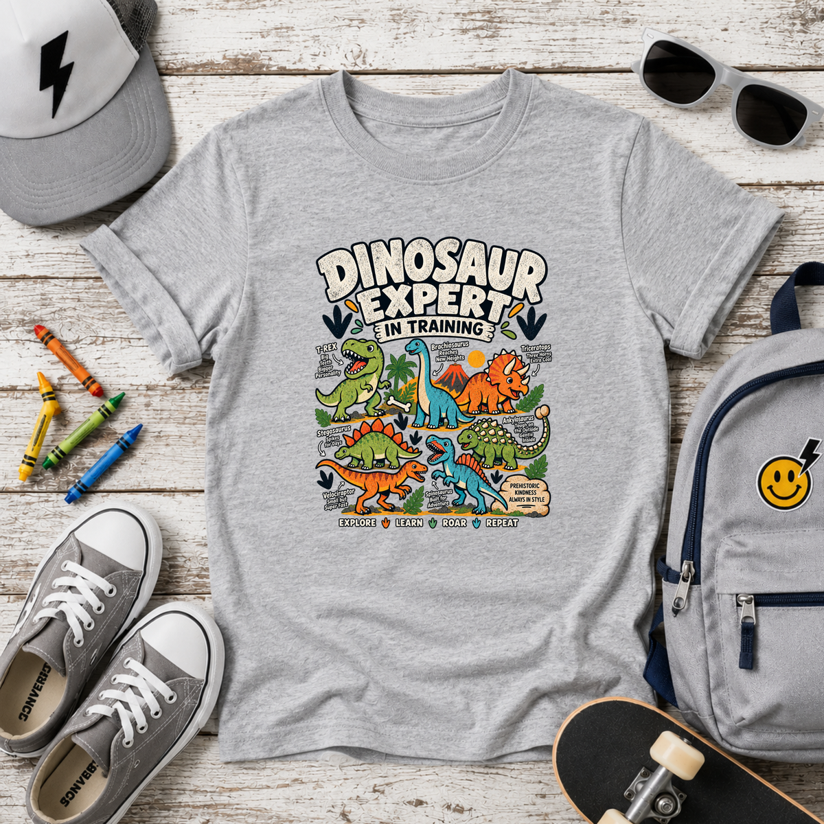 "Dinosaur Expert in Training" Cartoon Dino Shirt