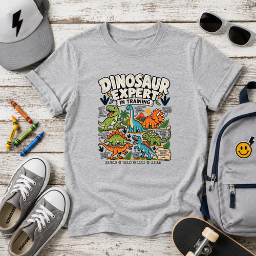 "Dinosaur Expert in Training" Cartoon Dino Shirt
