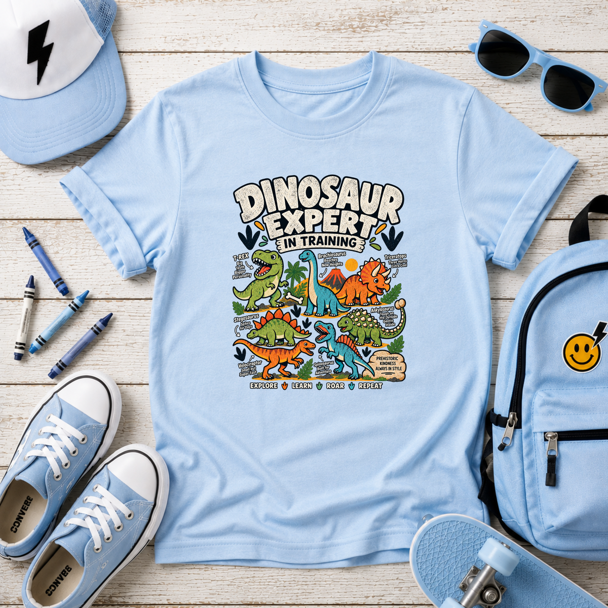"Dinosaur Expert in Training" Cartoon Dino Shirt