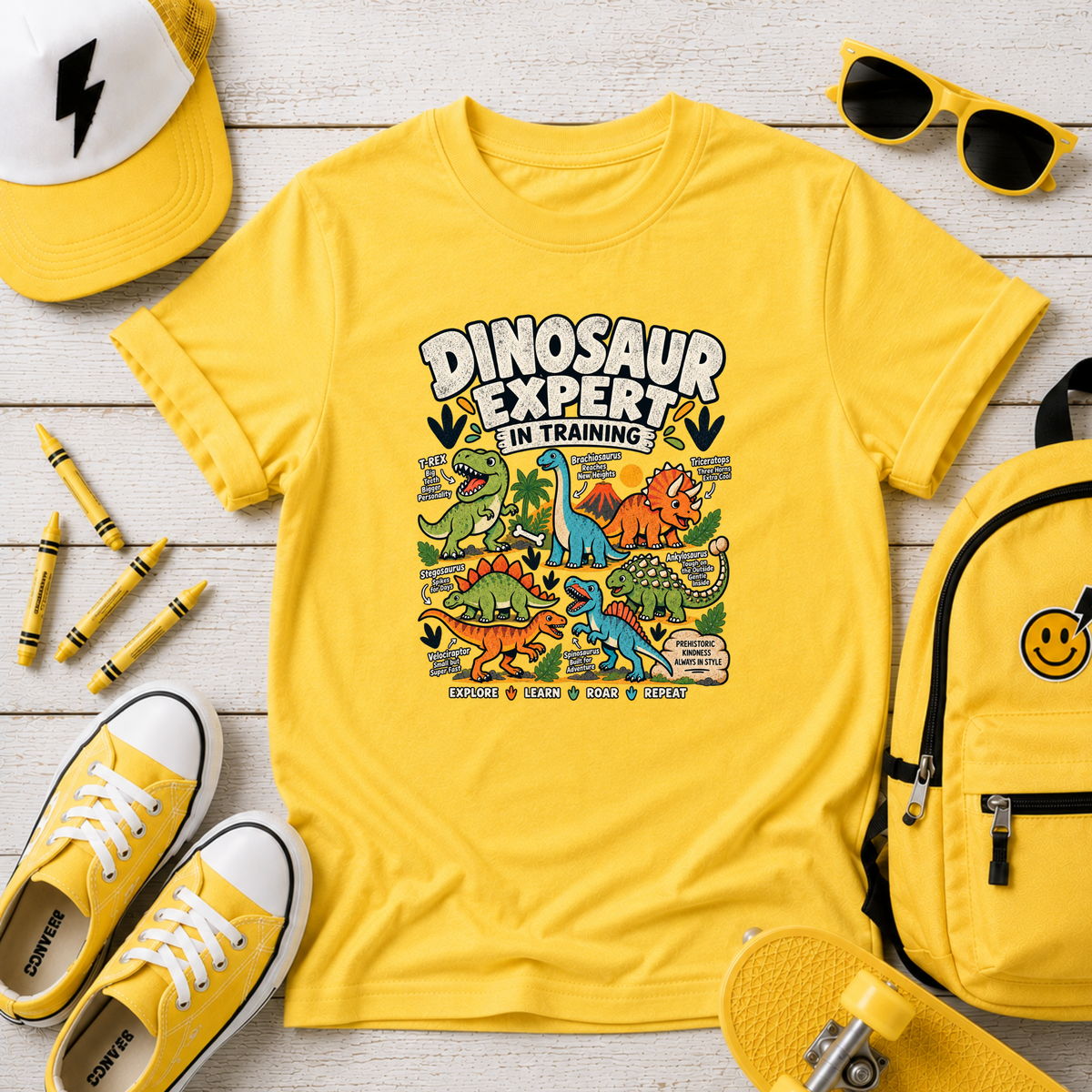 "Dinosaur Expert in Training" Cartoon Dino Shirt