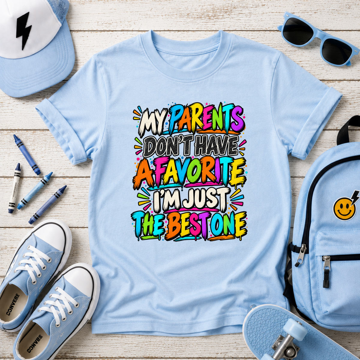 Kids "My Parents Don’t Have A Favorite I’m Just The Best One" Colorful Funny Graphic Tee