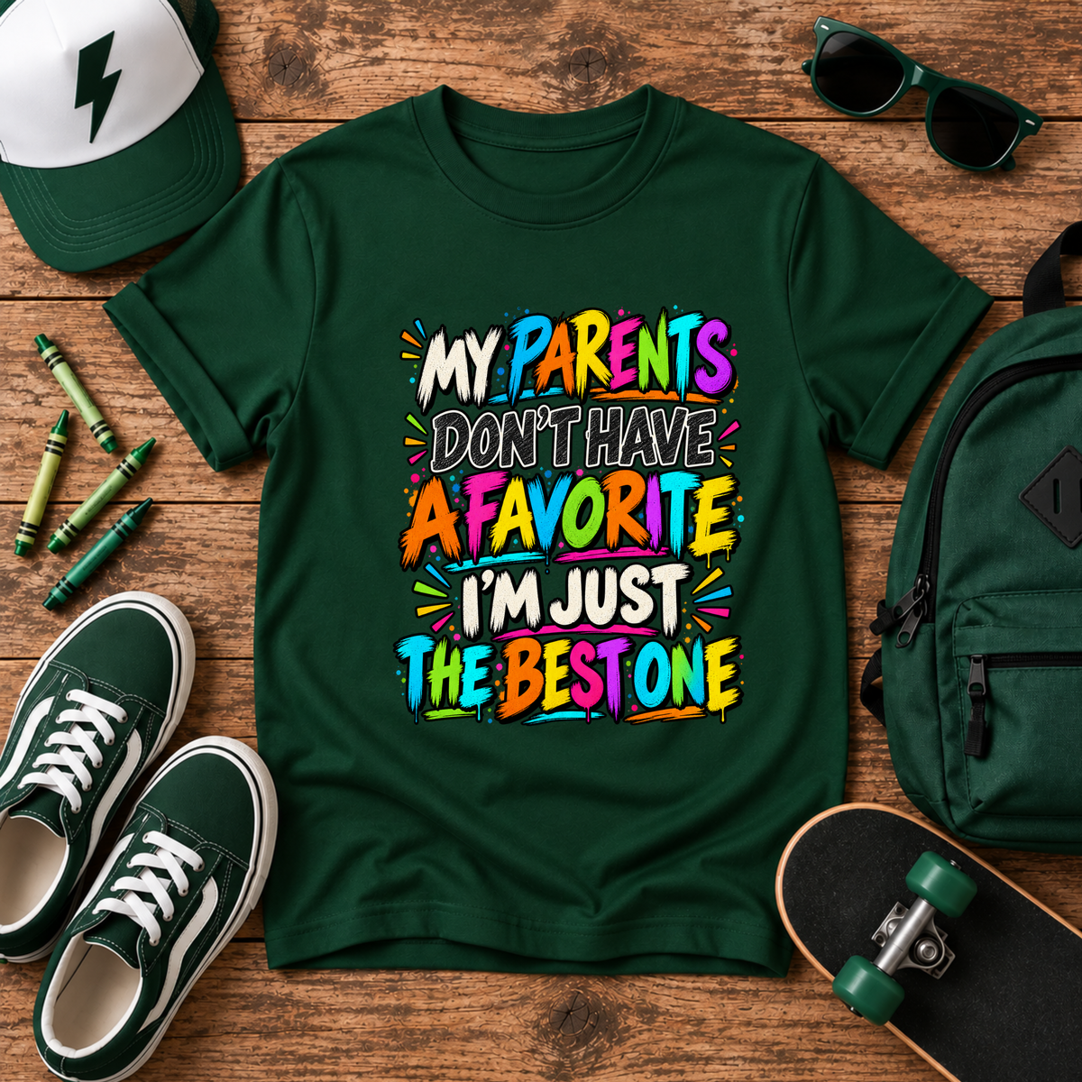 Kids "My Parents Don’t Have A Favorite I’m Just The Best One" Colorful Funny Graphic Tee