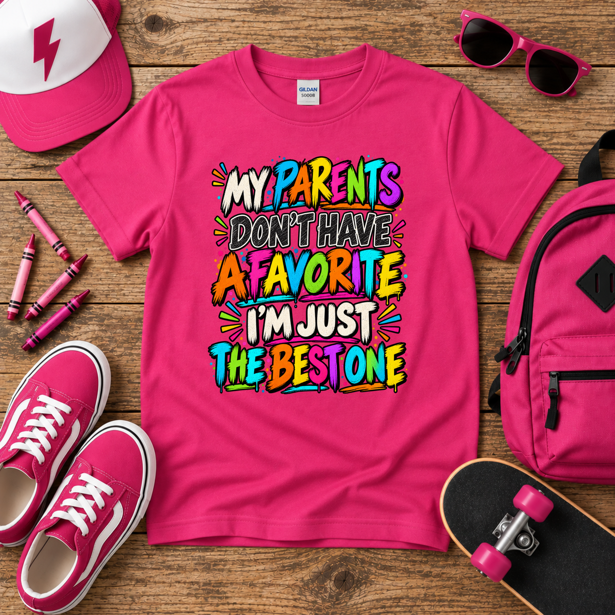 Kids "My Parents Don’t Have A Favorite I’m Just The Best One" Colorful Funny Graphic Tee