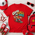 Kids Cute "Good Times Only" Retro Skateboard Graphic T-shirt