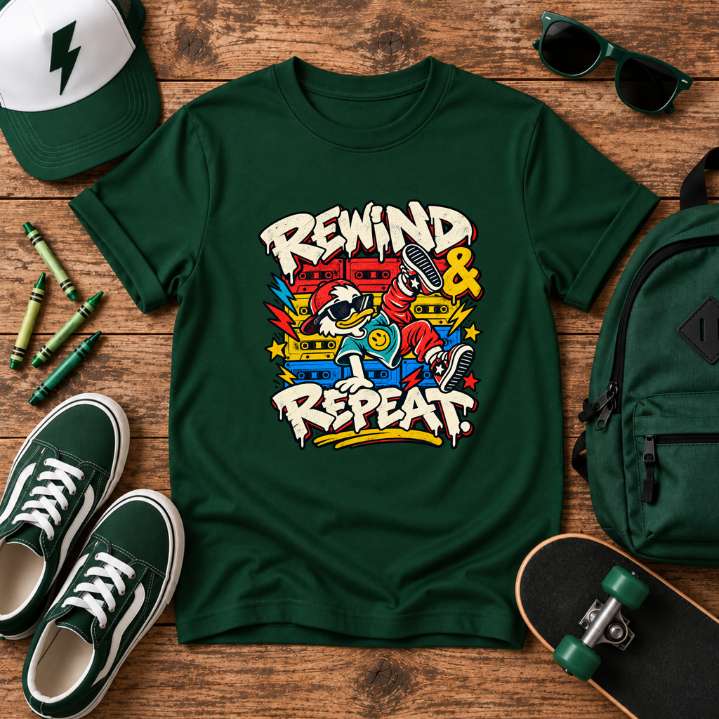 Kids "Rewind & Repeat" Retro Skate Graphic T-shirt
