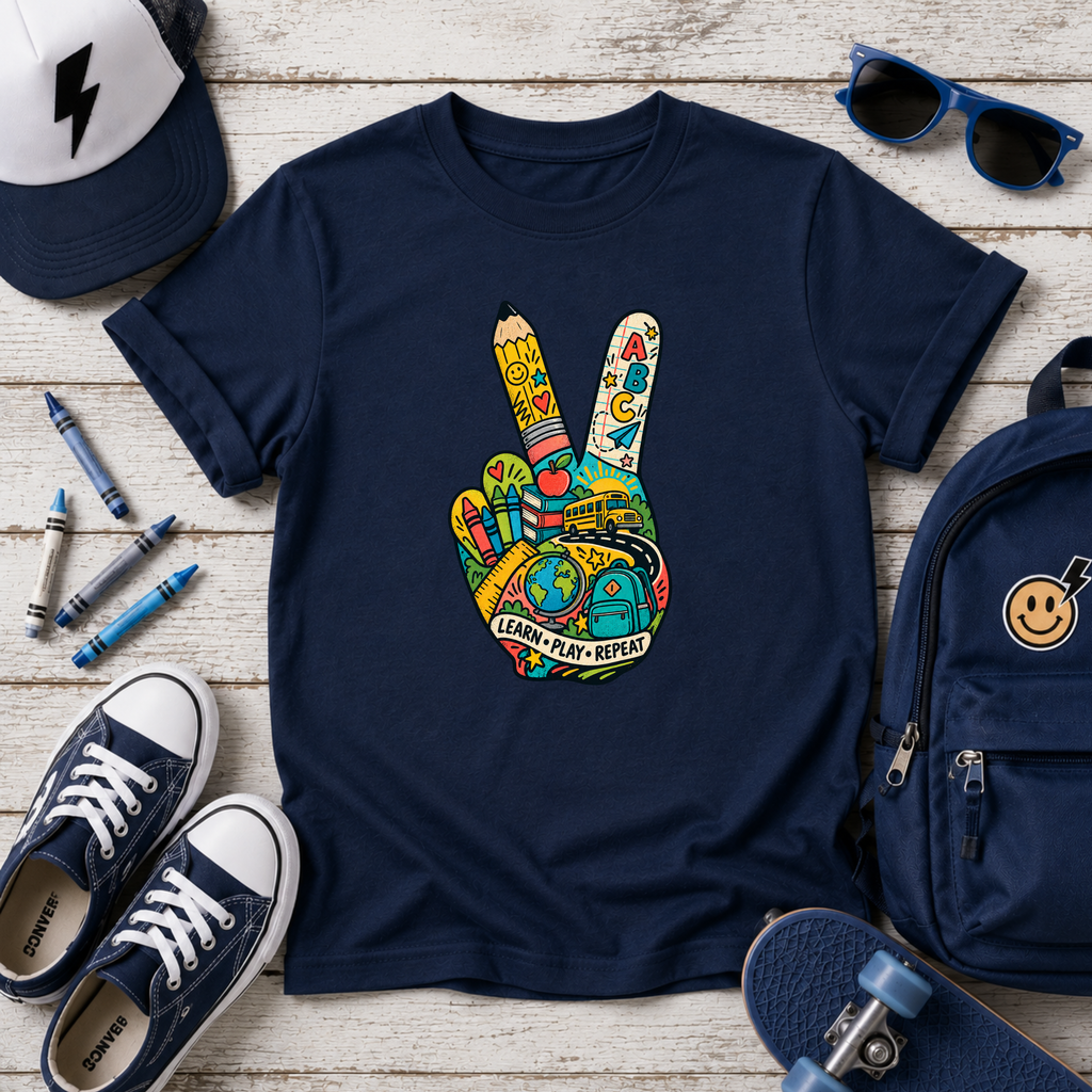 Kids "Colorful Peace" Sign Graphic T‑Shirt