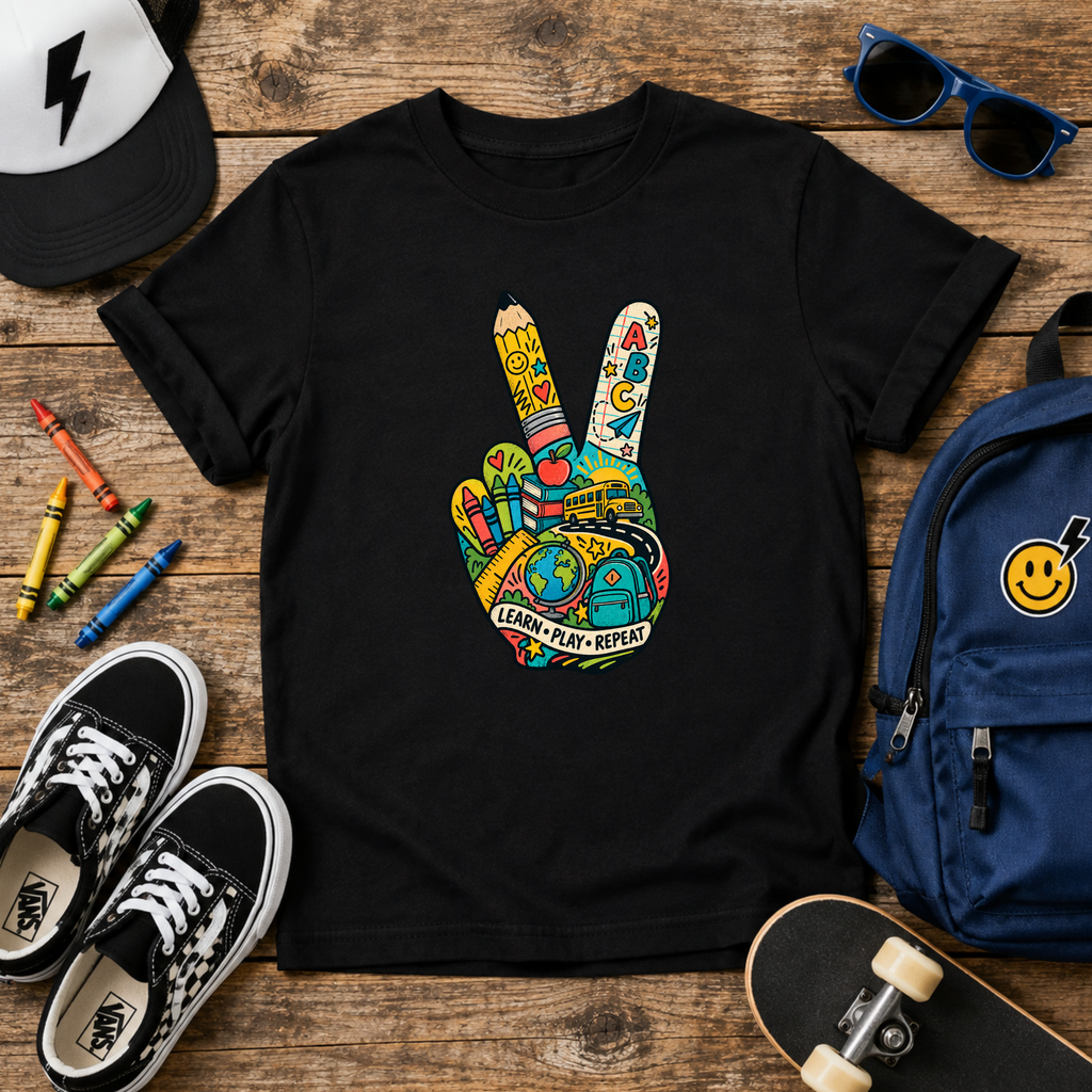 Kids "Colorful Peace" Sign Graphic T‑Shirt
