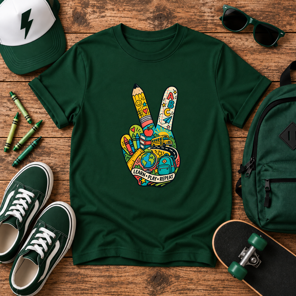 Kids "Colorful Peace" Sign Graphic T‑Shirt