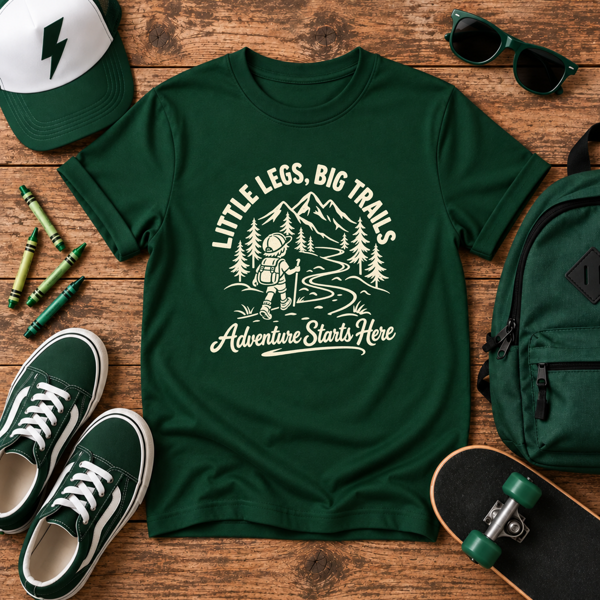 Kids "Little Legs, Big Trails" Adventure Hiking T-Shirt