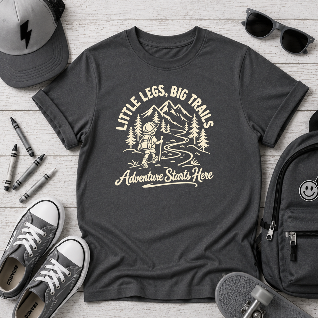 Kids "Little Legs, Big Trails" Adventure Hiking T-Shirt