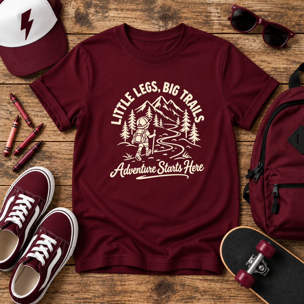 Kids "Little Legs, Big Trails" Adventure Hiking T-Shirt