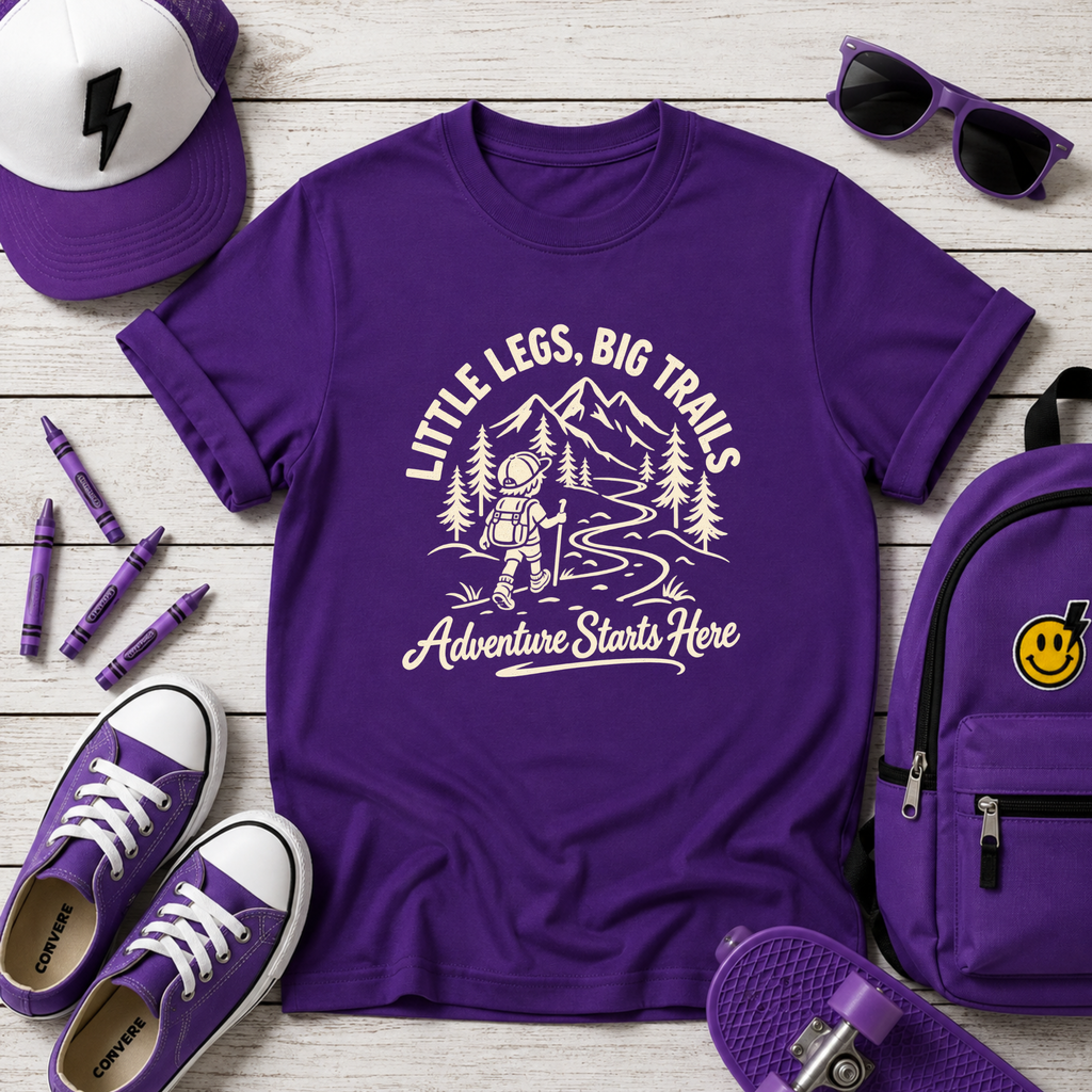 Kids "Little Legs, Big Trails" Adventure Hiking T-Shirt