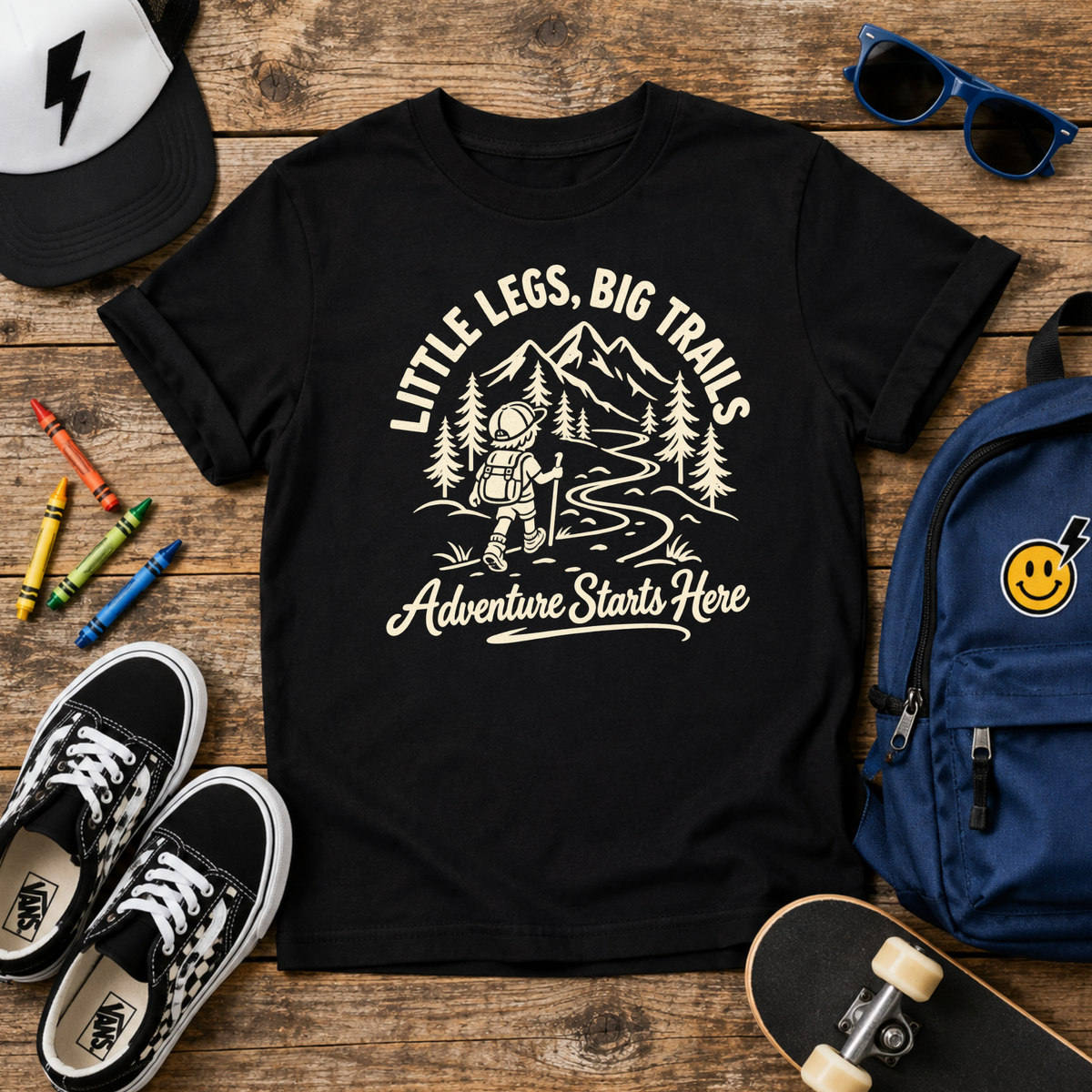 Kids "Little Legs, Big Trails" Adventure Hiking T-Shirt
