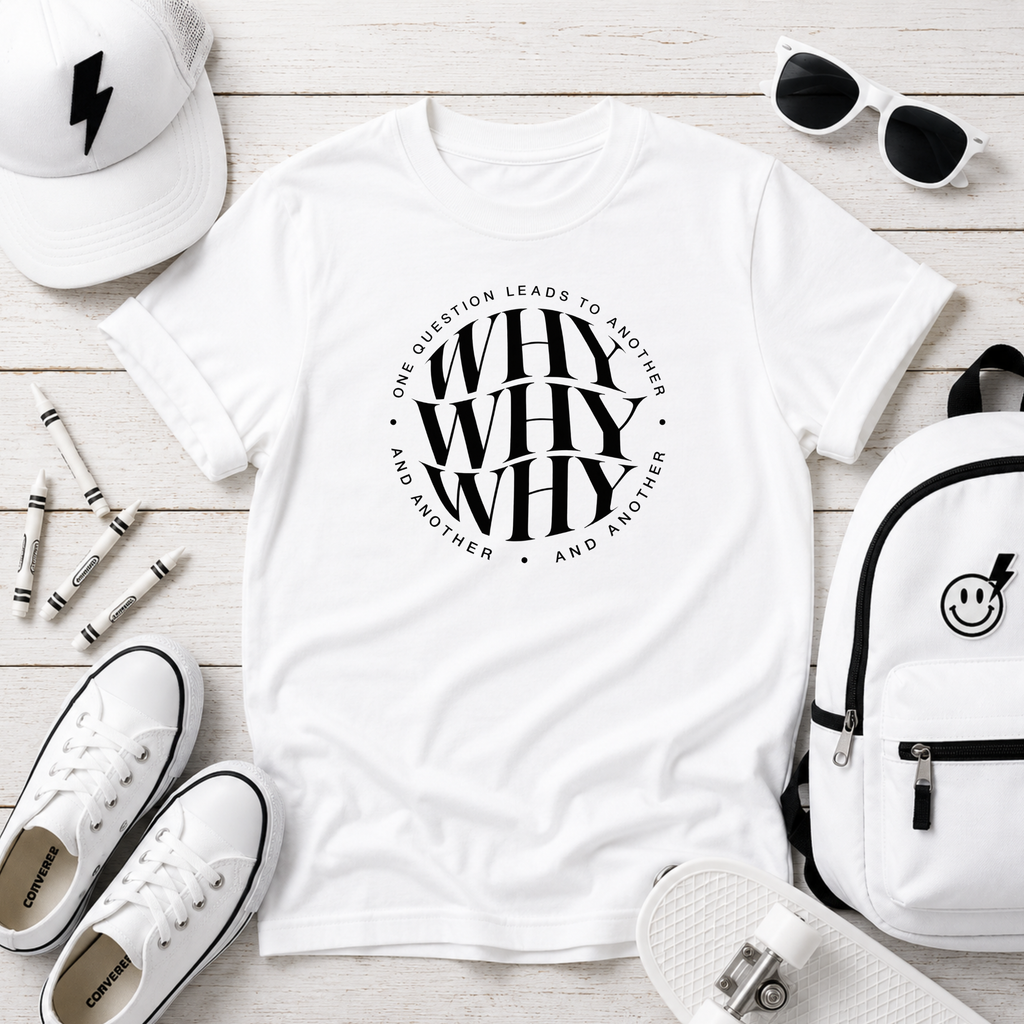 Kids 'WHY WHY WHY' Circular Graphic Cotton Shirt