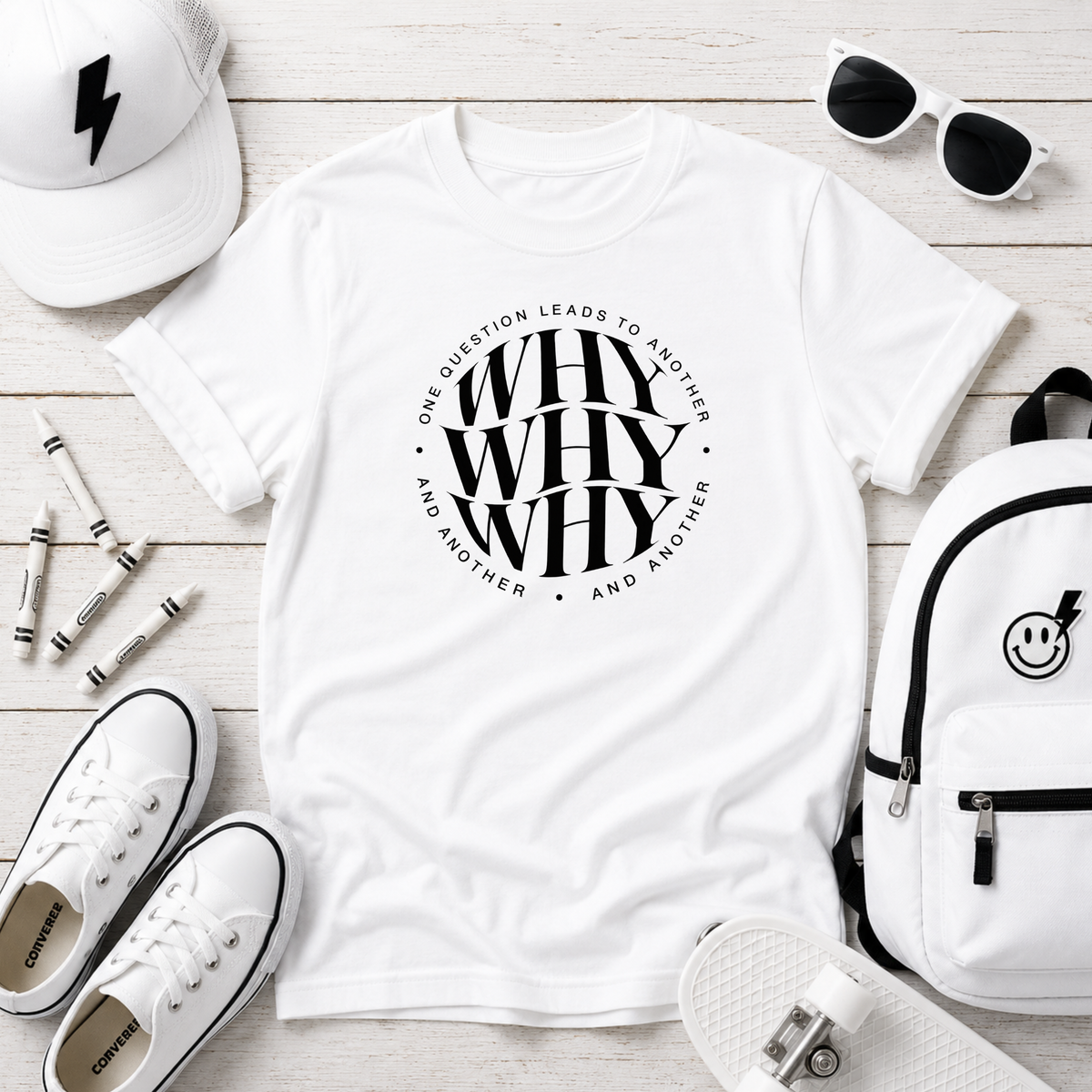 Kids 'WHY WHY WHY' Circular Graphic Cotton Shirt