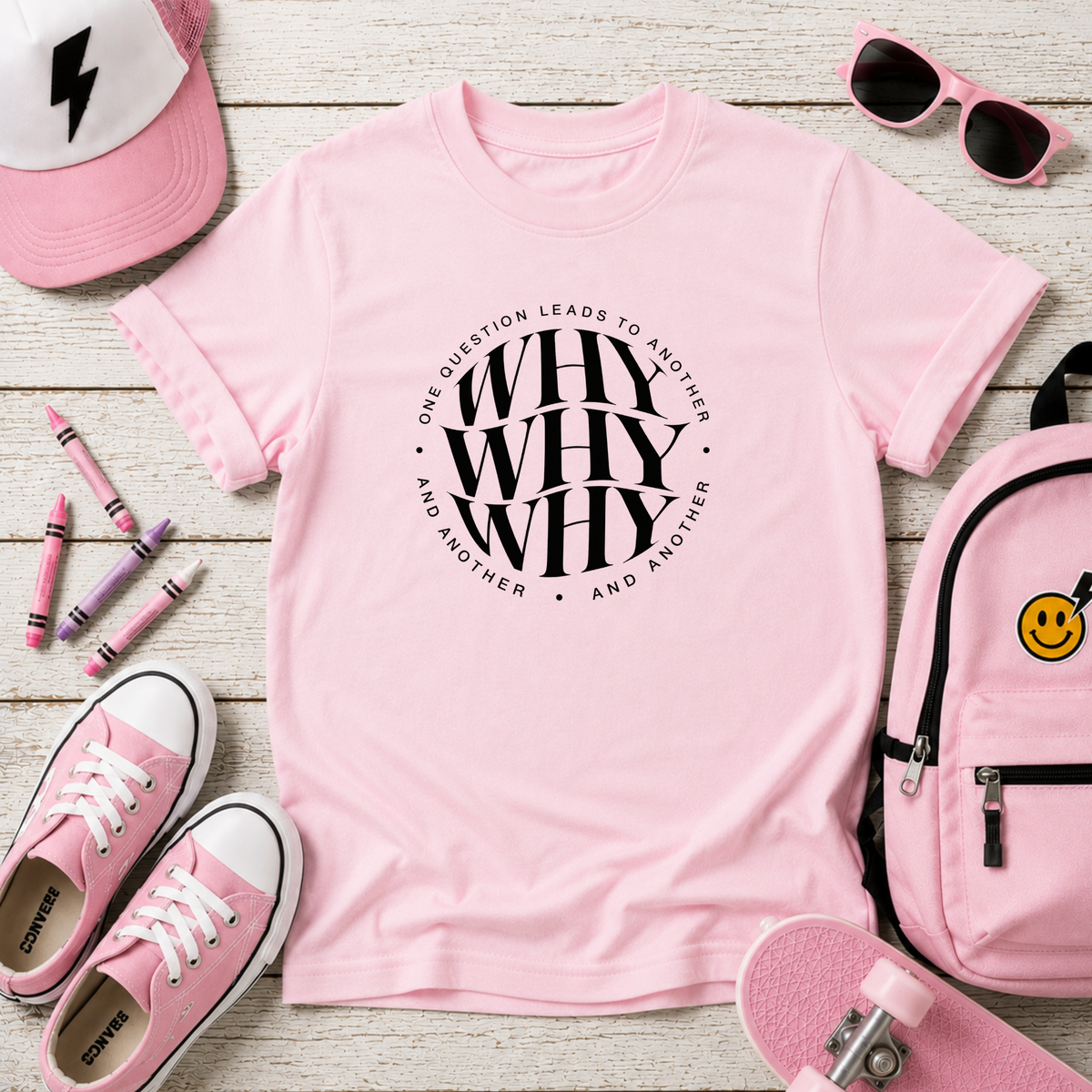 Kids 'WHY WHY WHY' Circular Graphic Cotton Shirt