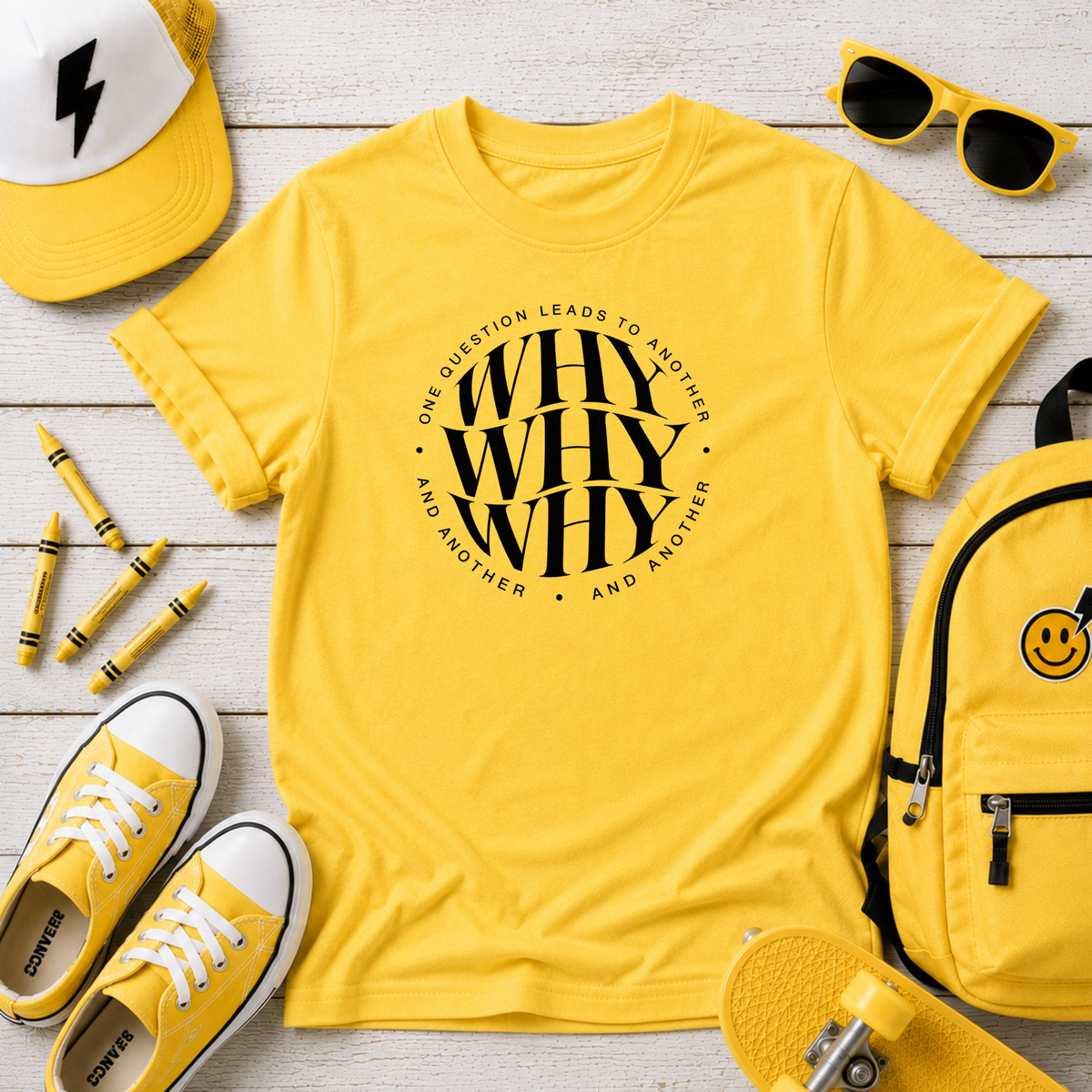 Kids 'WHY WHY WHY' Circular Graphic Cotton Shirt
