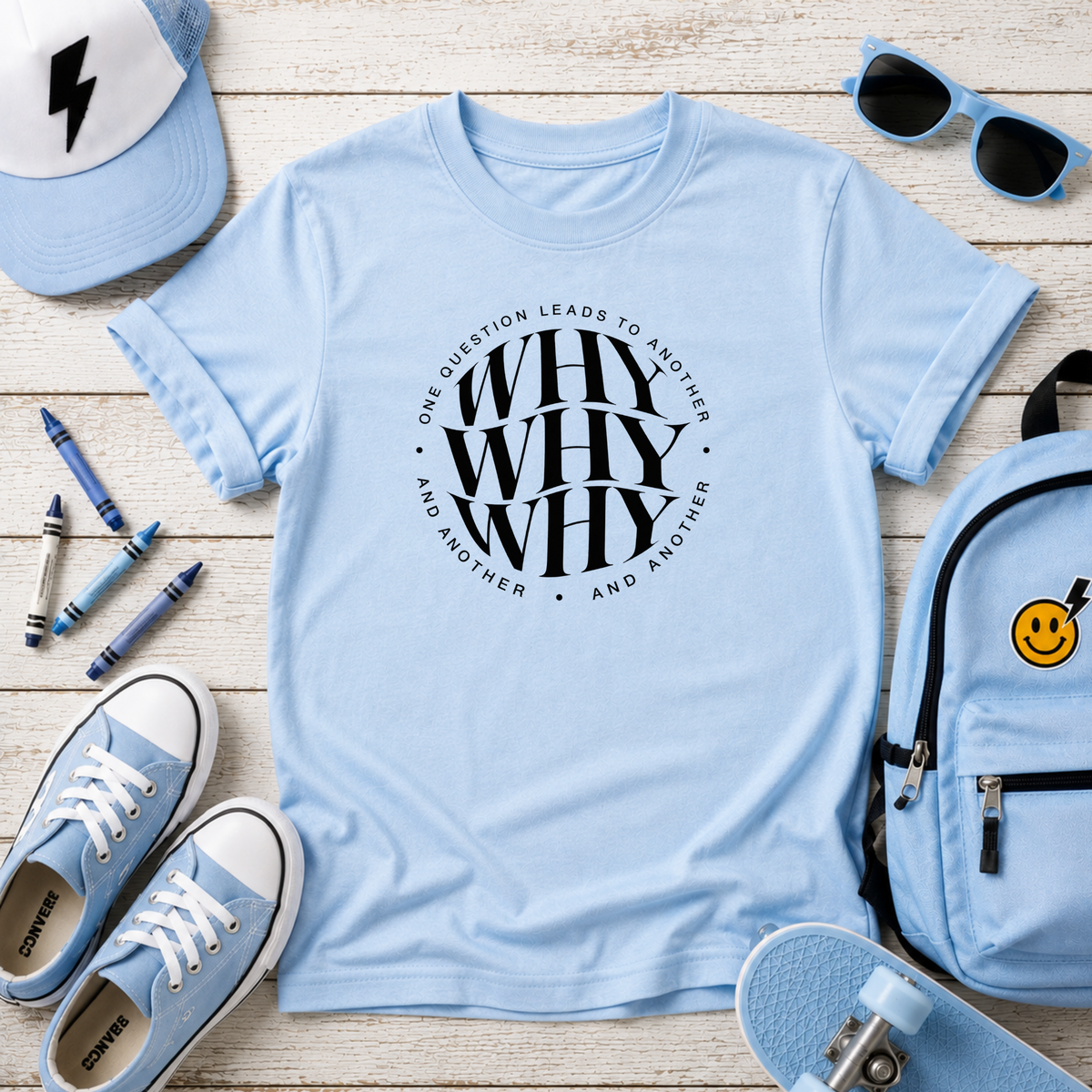 Kids 'WHY WHY WHY' Circular Graphic Cotton Shirt