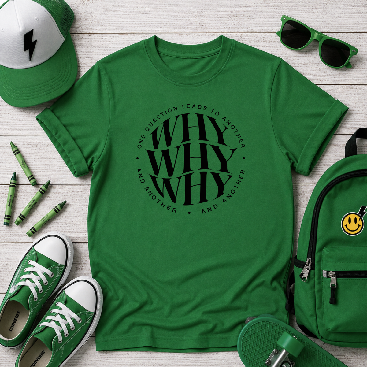 Kids 'WHY WHY WHY' Circular Graphic Cotton Shirt
