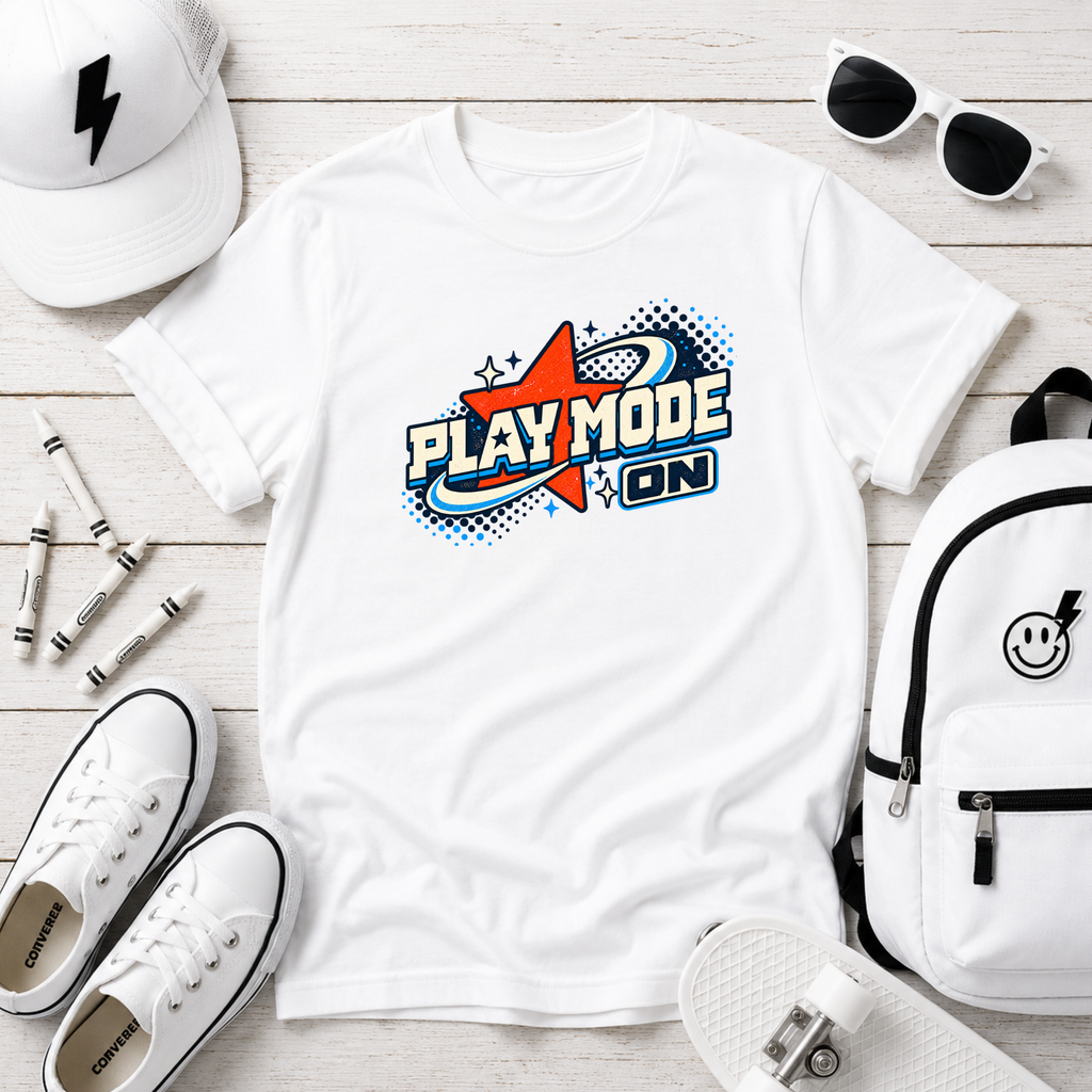Kids - "Play Mode On" Retro Gamer Graphic T-shirt
