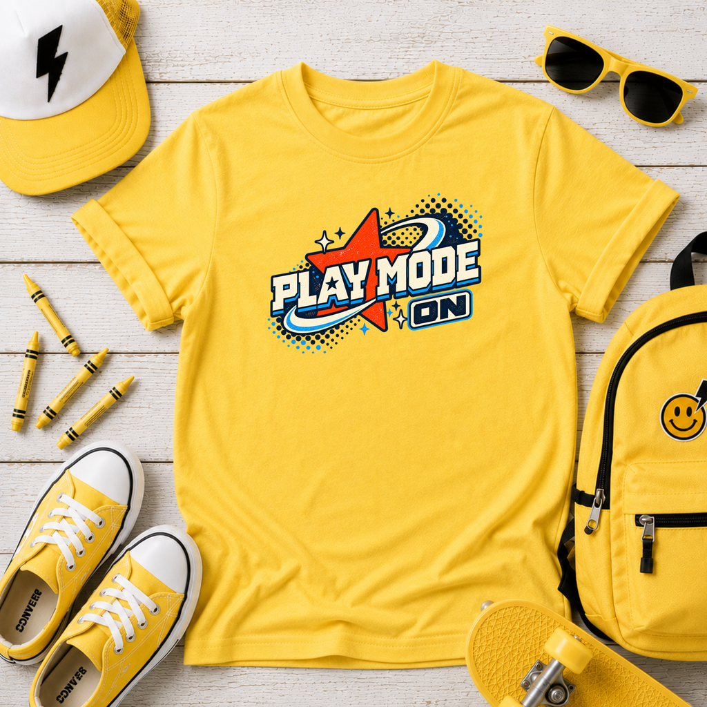 Kids - "Play Mode On" Retro Gamer Graphic T-shirt