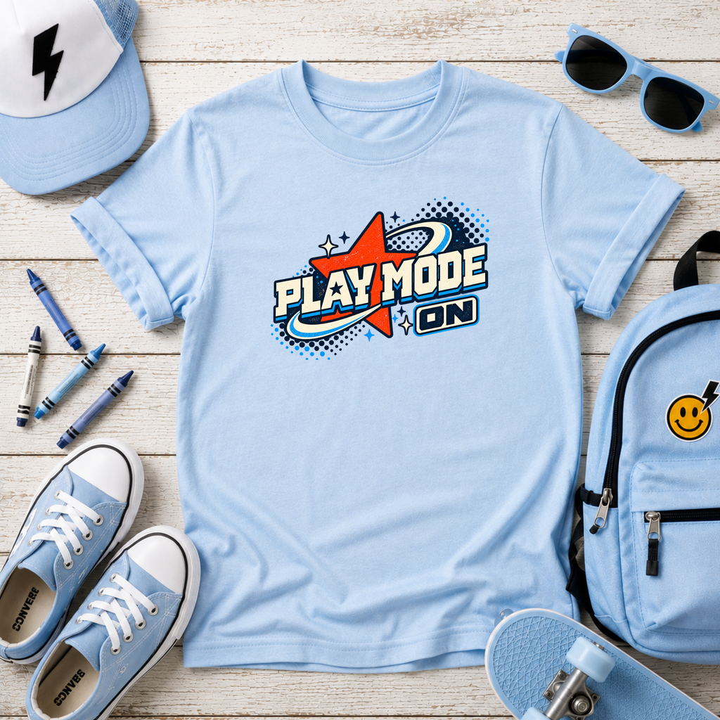 Kids - "Play Mode On" Retro Gamer Graphic T-shirt