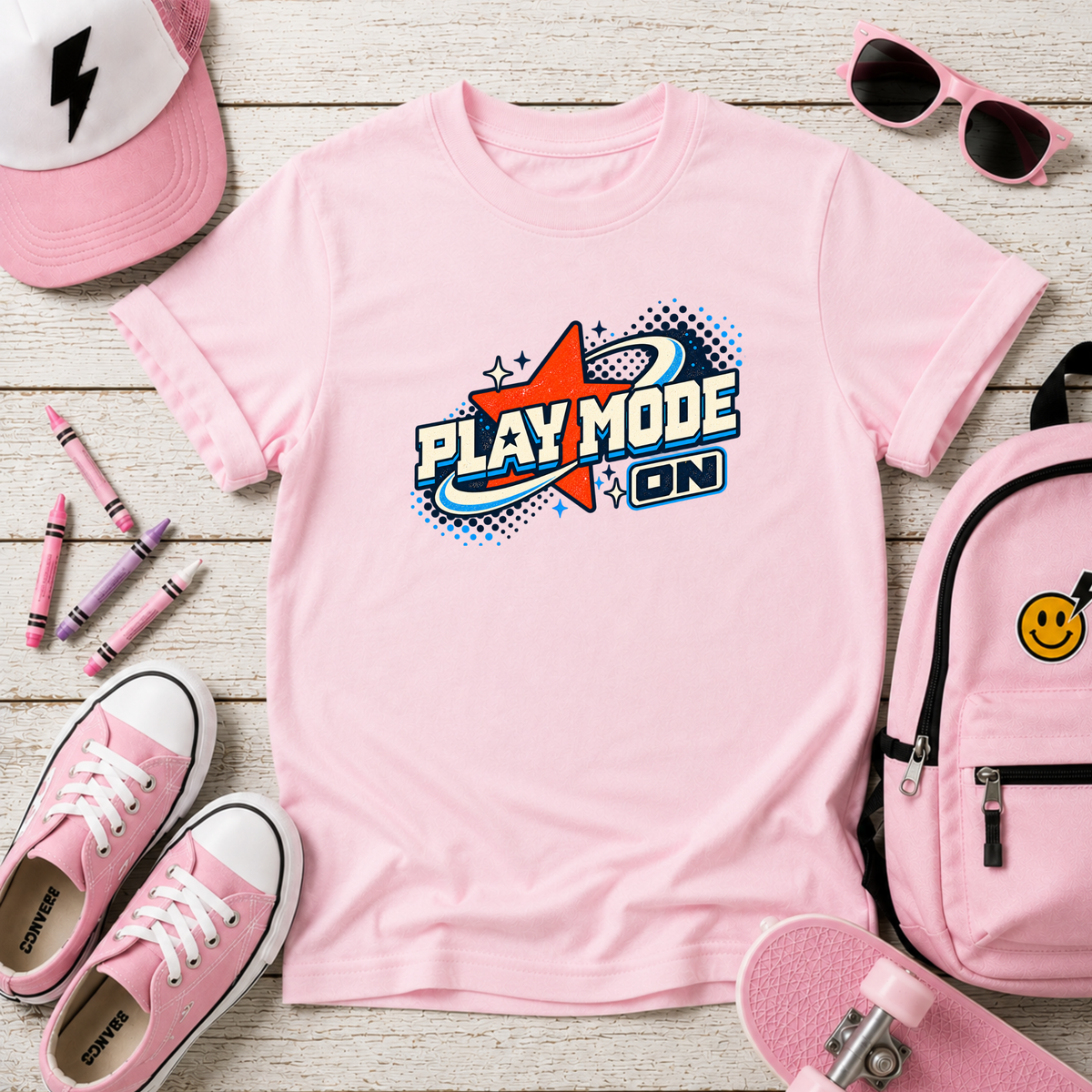 Kids - "Play Mode On" Retro Gamer Graphic T-shirt