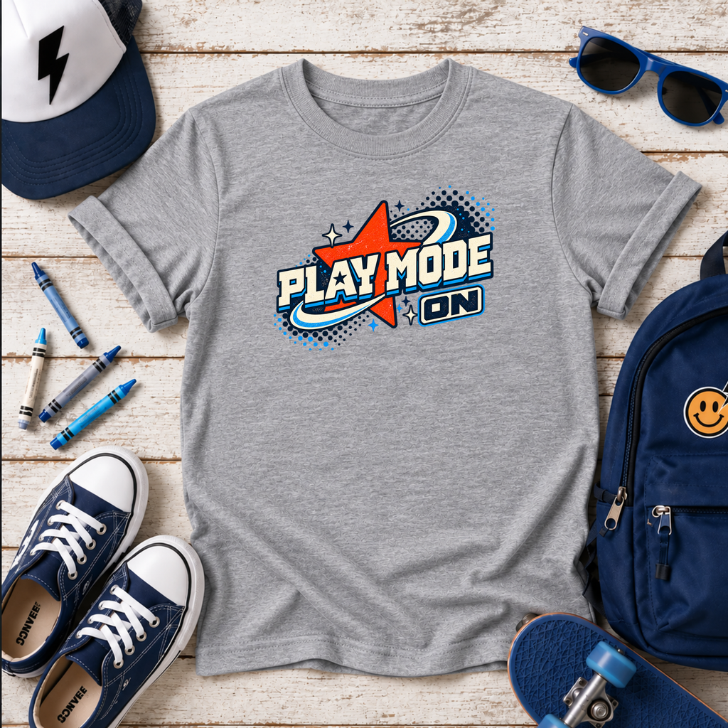 Kids - "Play Mode On" Retro Gamer Graphic T-shirt
