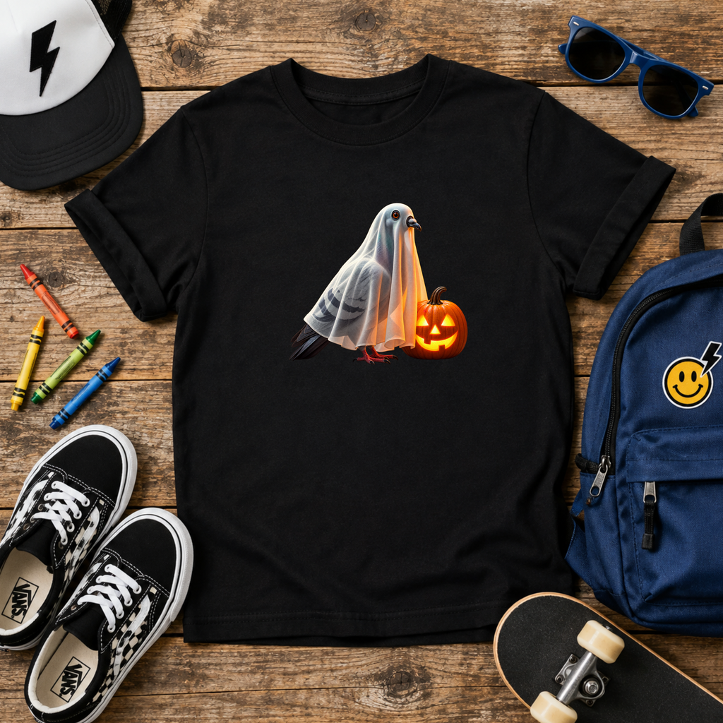 Ghost Pigeon Halloween Kids T-Shirt
