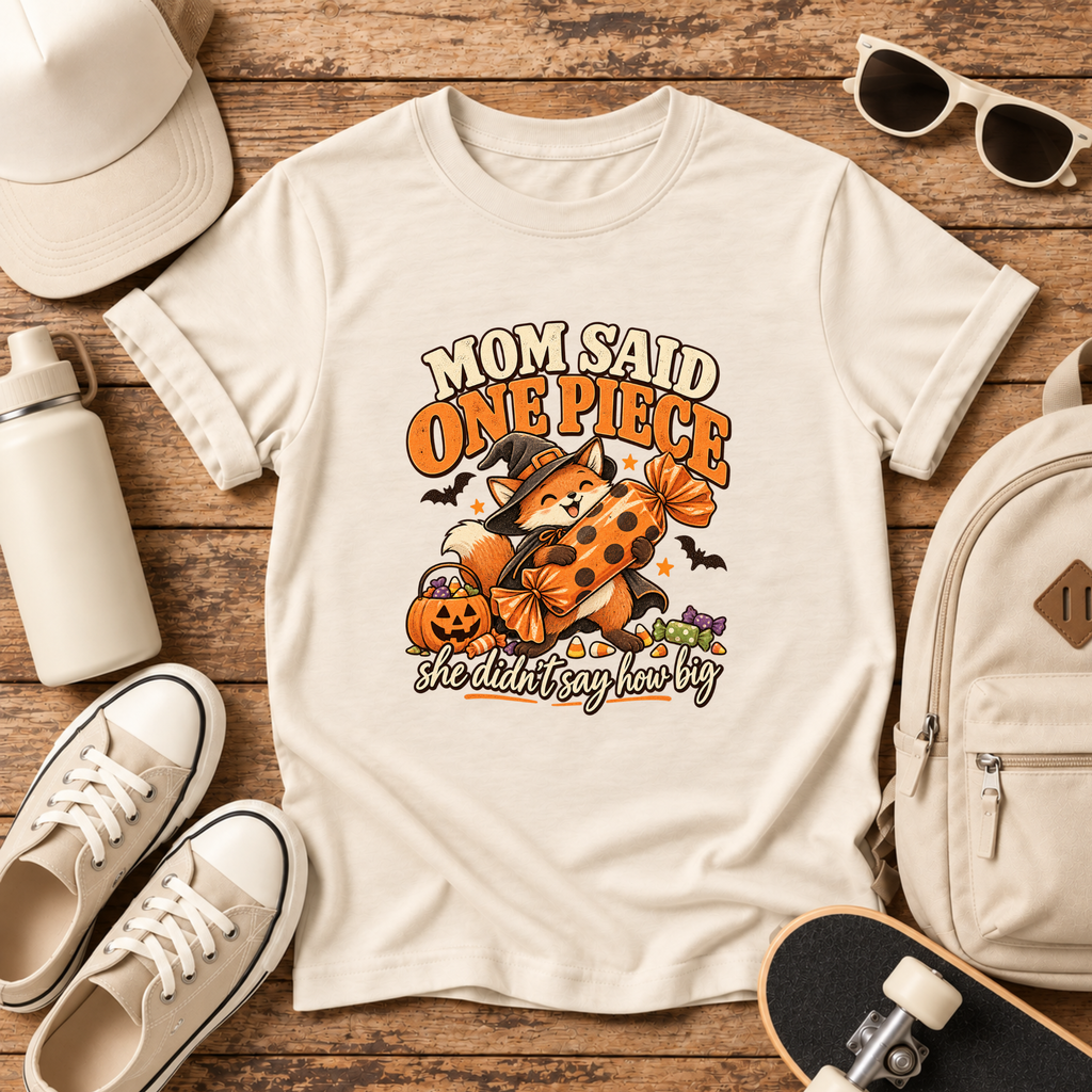 Kids Halloween Shirt, Mom Said One Piece, Witch Cute Fox Candy Tee