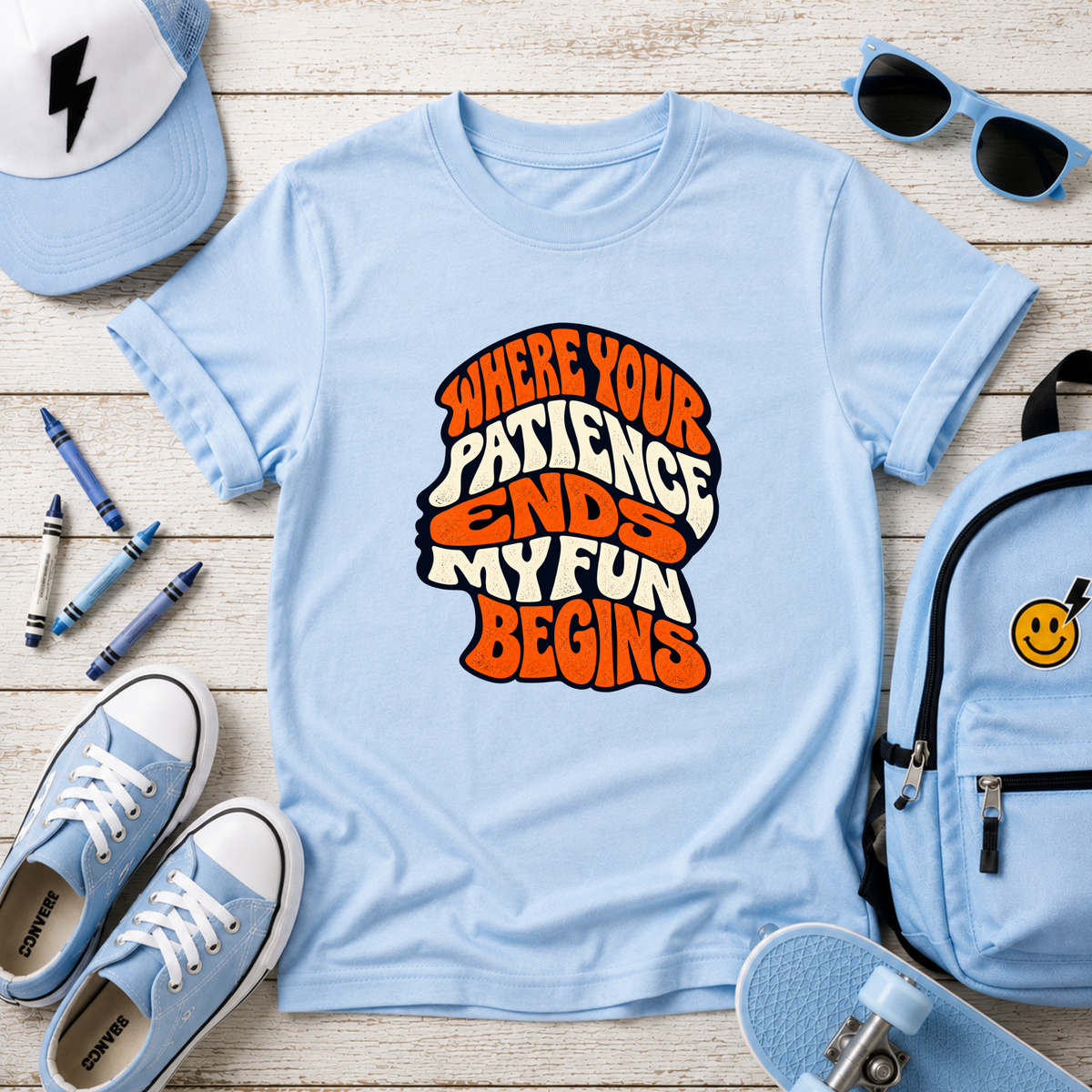 Where Your Patience Ends My Fun Begins Funny Kids Shirt, Retro Tee