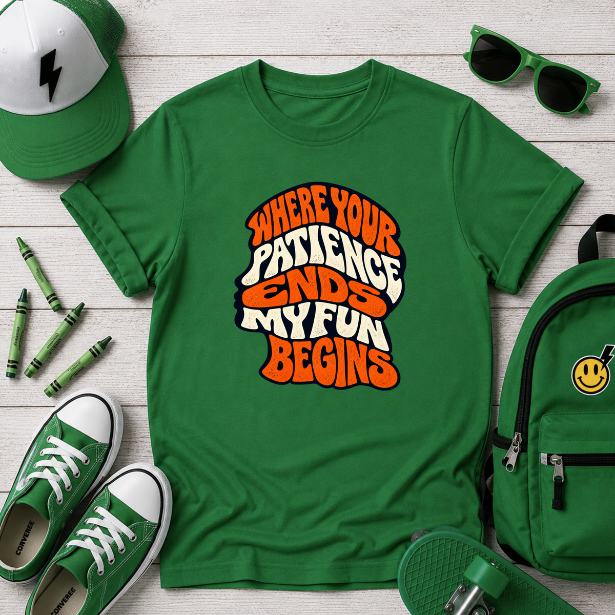 Where Your Patience Ends My Fun Begins Funny Kids Shirt, Retro Tee