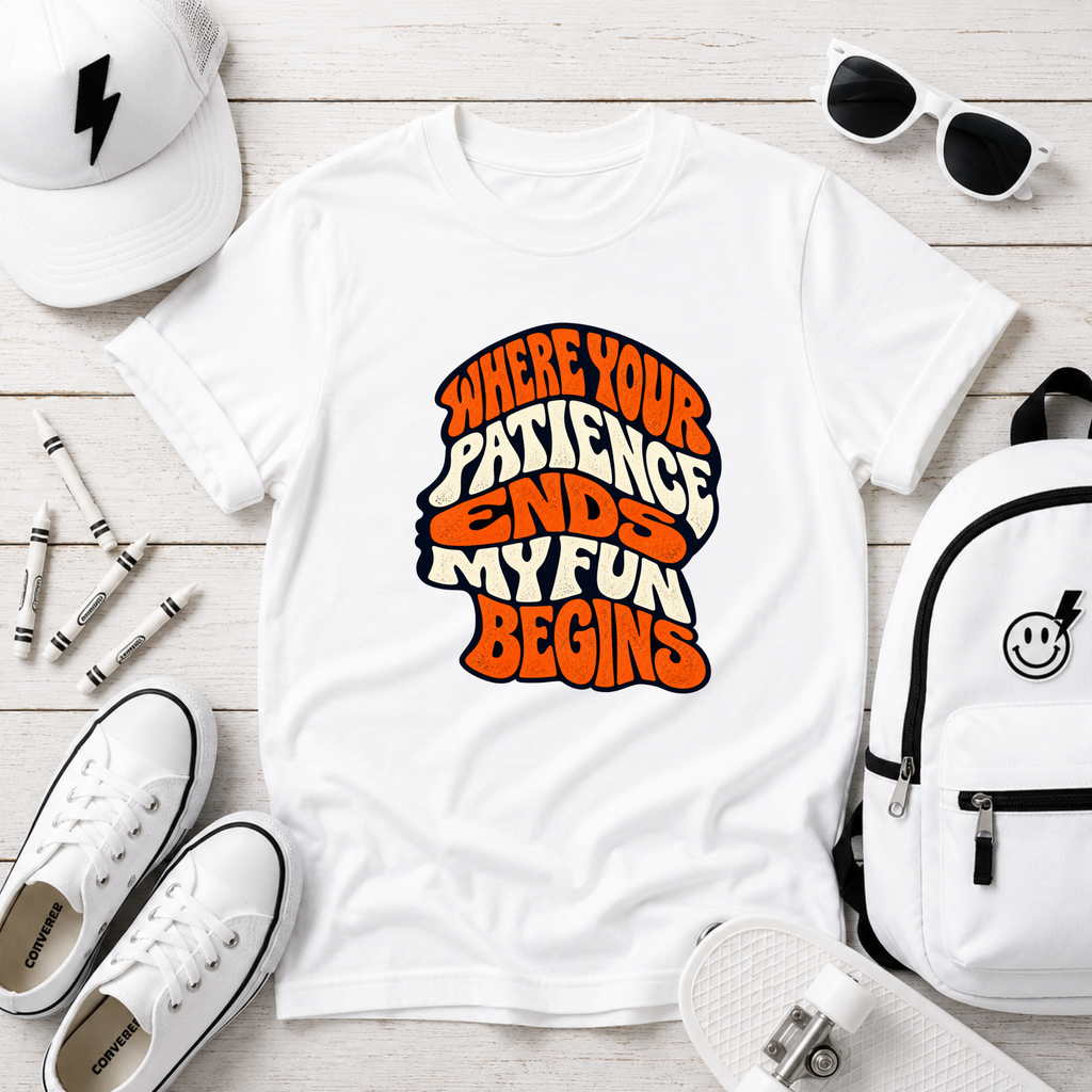 Where Your Patience Ends My Fun Begins Funny Kids Shirt, Retro Tee