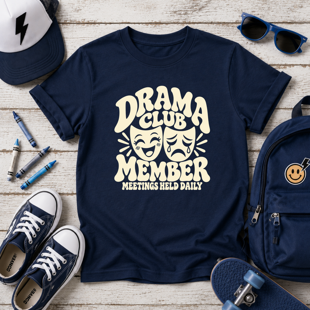 Drama Club Member Kids Shirt, Funny Theater Tee, Comedy Tragedy Masks