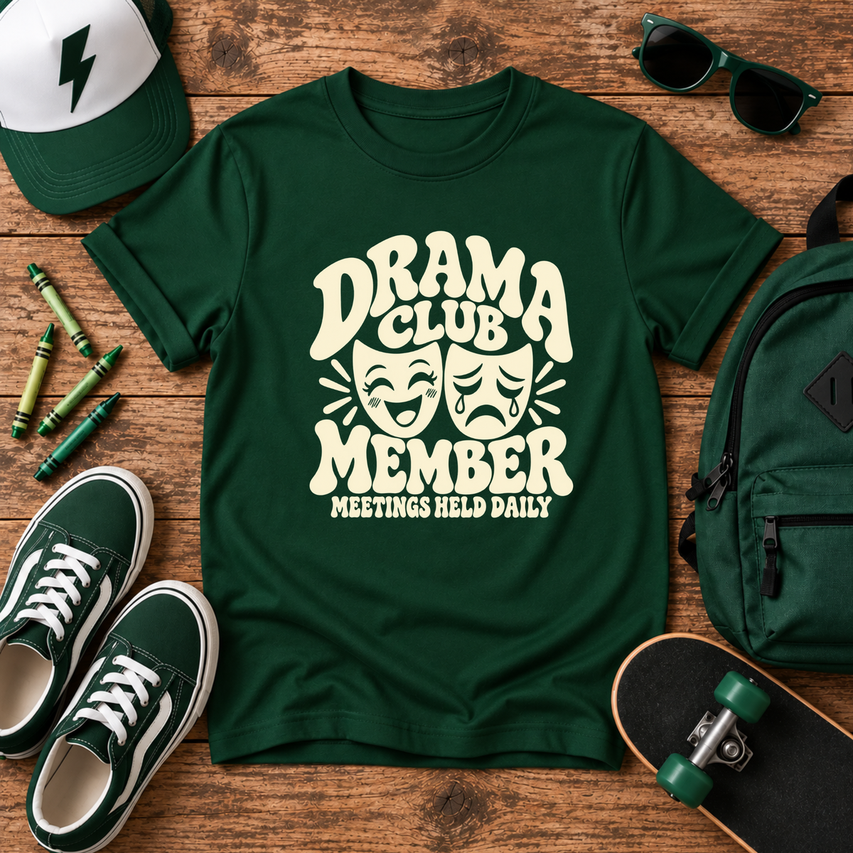 Drama Club Member Kids Shirt, Funny Theater Tee, Comedy Tragedy Masks