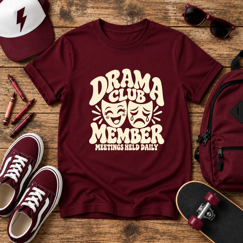 Drama Club Member Kids Shirt, Funny Theater Tee, Comedy Tragedy Masks