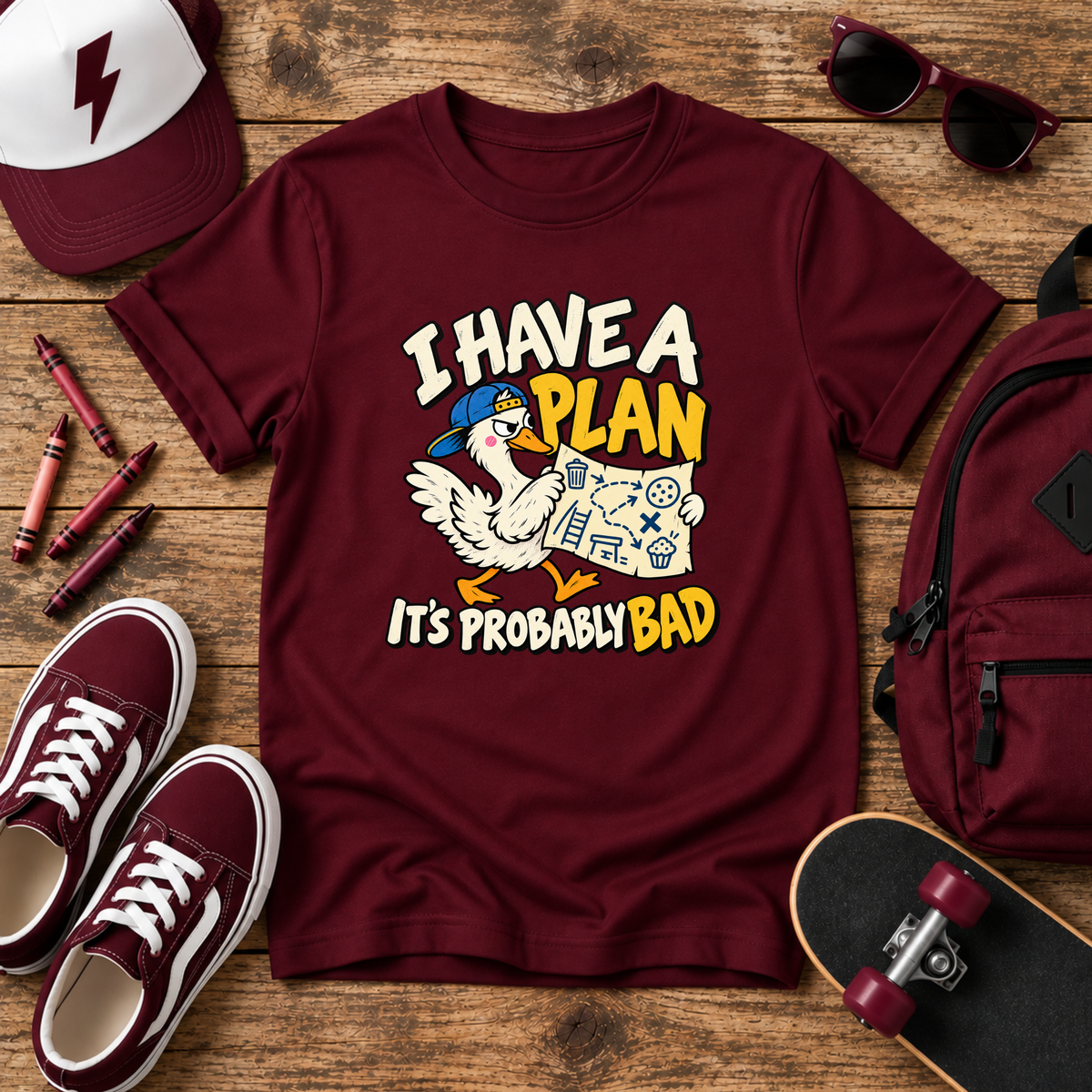 Funny Silly Goose Kids Shirt, I Have a Plan.
