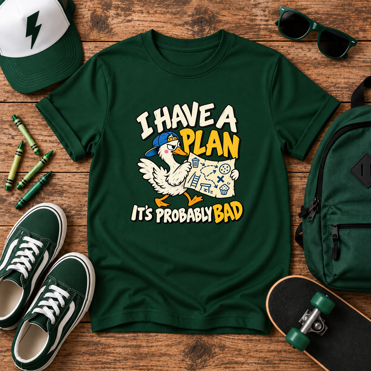 Funny Silly Goose Kids Shirt, I Have a Plan.