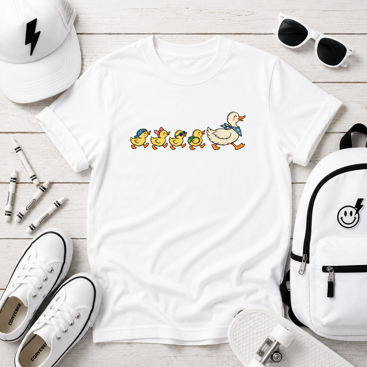 Ducks in a Row Kids Shirt, Cute Mama Duck and Ducklings Tee