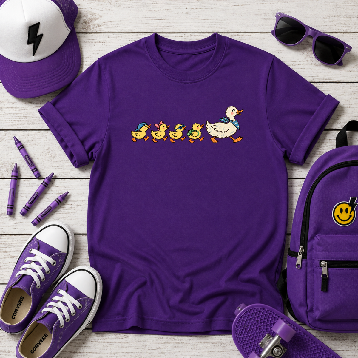 Ducks in a Row Kids Shirt, Cute Mama Duck and Ducklings Tee