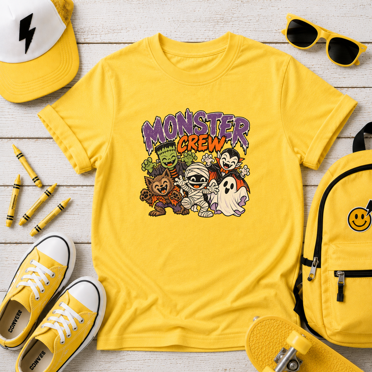 Monster Crew Kids Halloween Shirt, Cute Classic Monsters Youth Tee