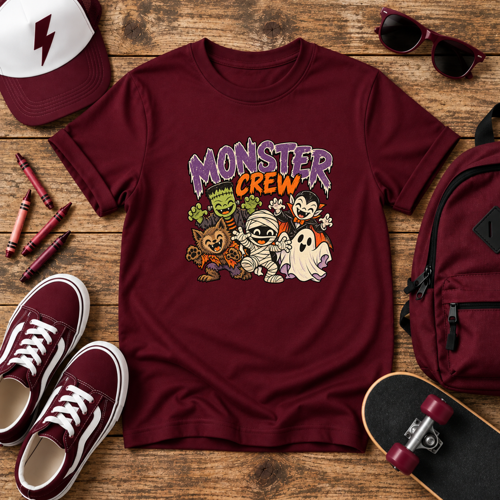 Monster Crew Kids Halloween Shirt, Cute Classic Monsters Youth Tee