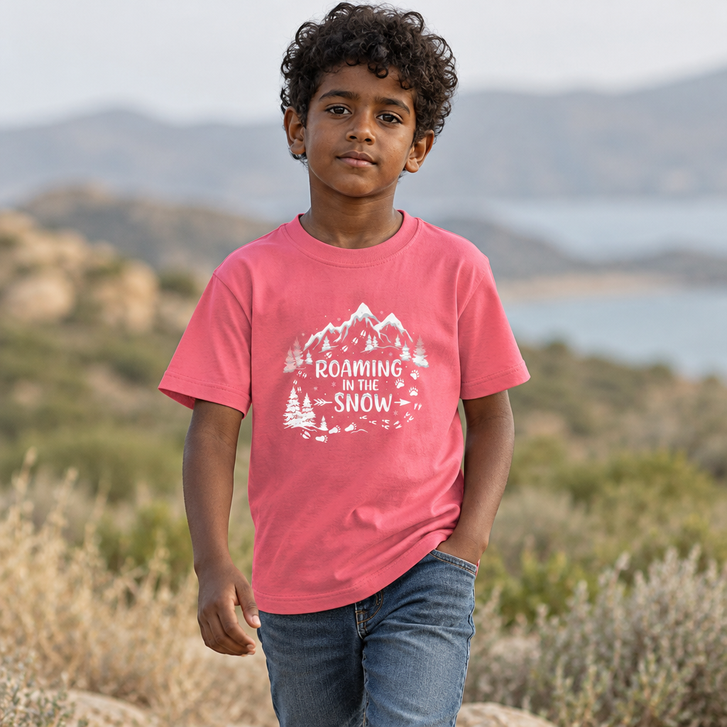 Roaming in the Snow Kids Shirt, Winter Mountain Youth Tee