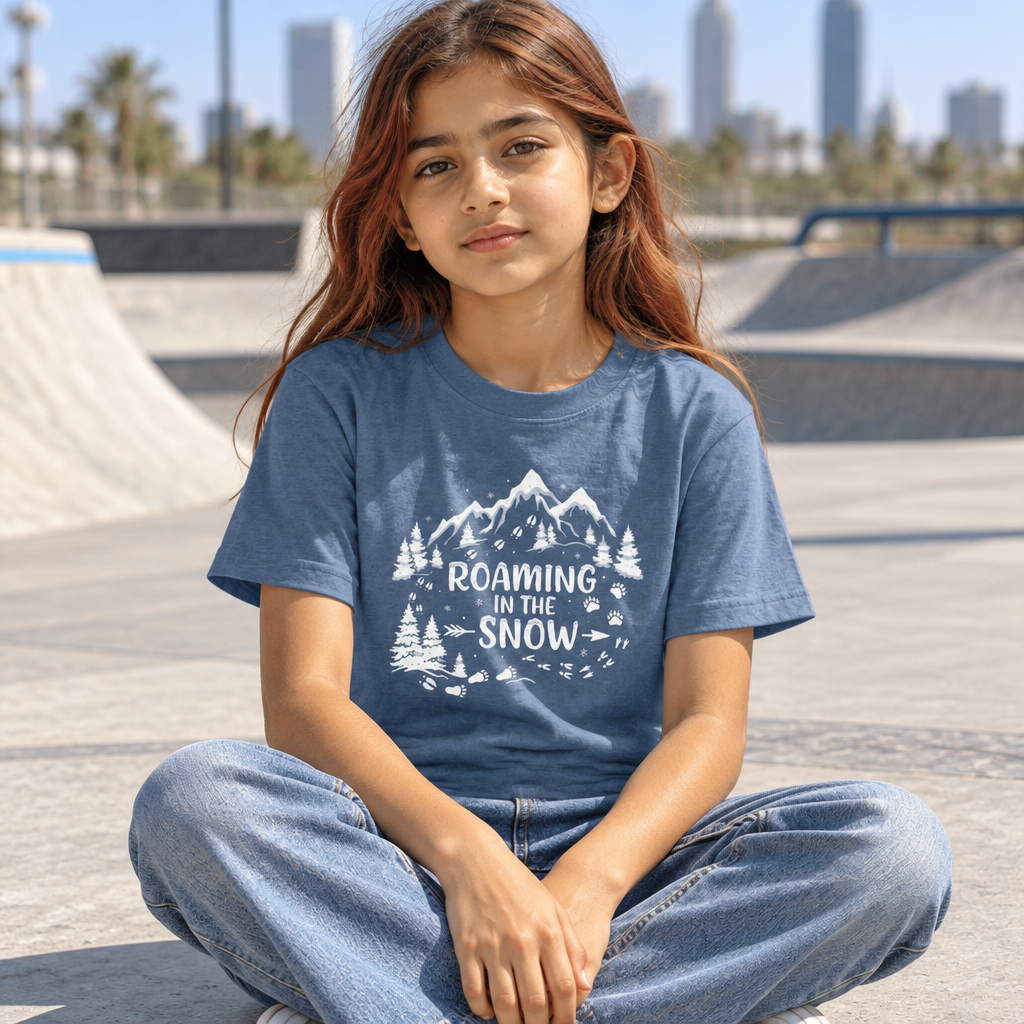 Roaming in the Snow Kids Shirt, Winter Mountain Youth Tee