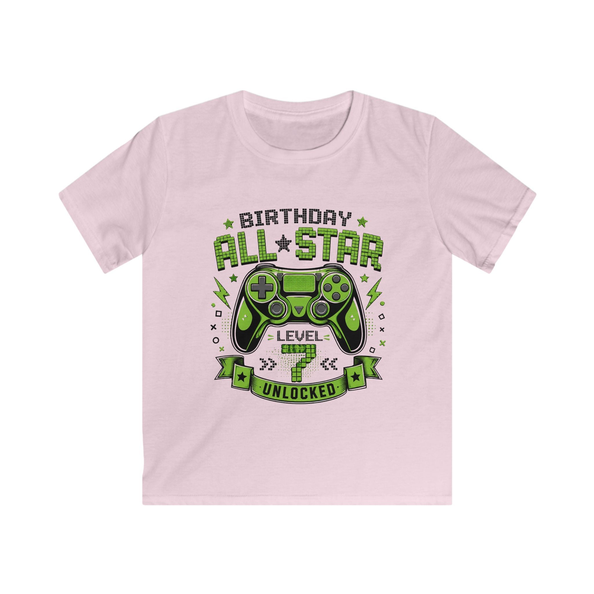 Kids T‑Shirt "Birthday All Star: Level Unlocked" Video Game Controller Tee