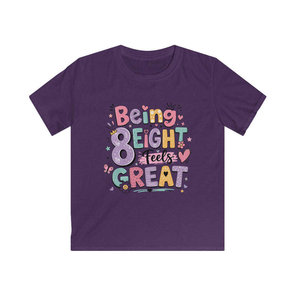 Kids "Being Eight Feels Great" Birthday T-Shirt